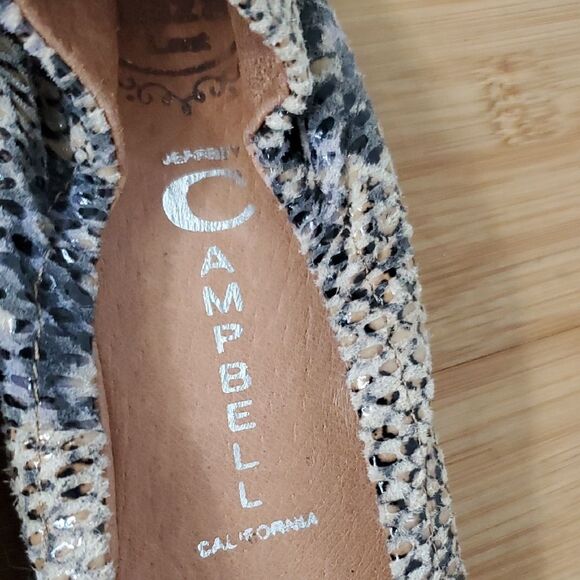 Jeffrey Campbell Snake Print Leather Ballet Flats with Gem Accents Women's 8 - Picture 2 of 9